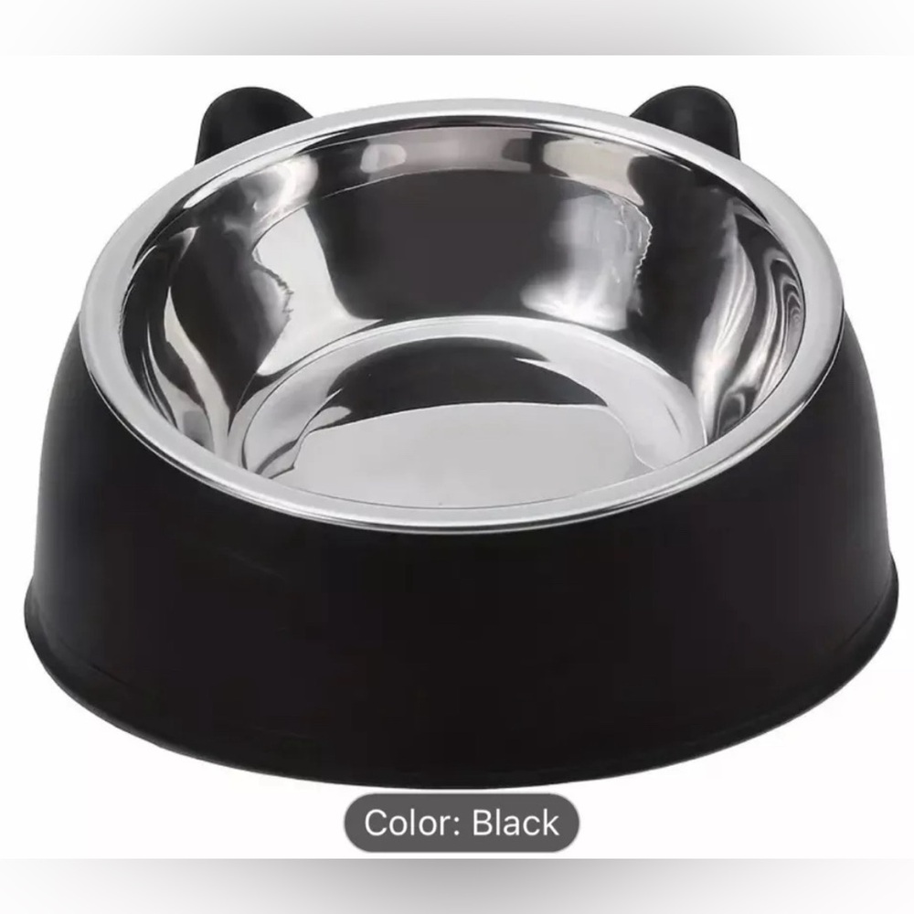 Cute Ear Design Elevated Cat Bowl, Stainless Steel Cat Bowl, BPA-free